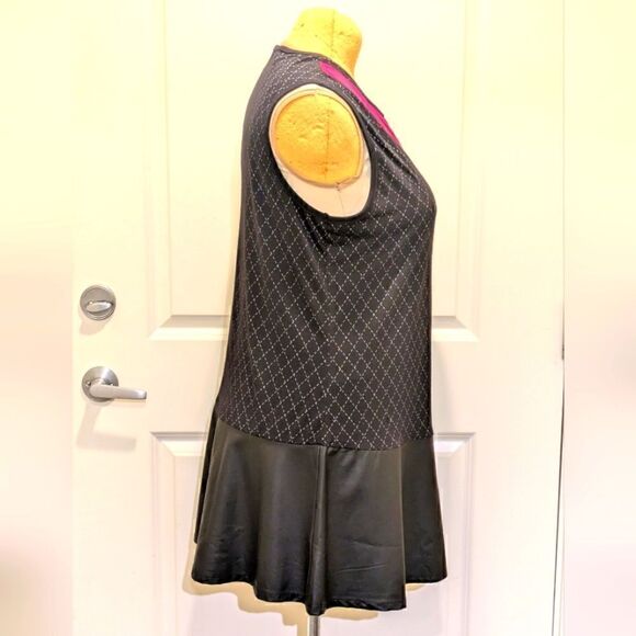 EUC Disney Parks XL Incredibles Shiny Pink and Black Faux Leather Mini Dress - Picture 3 of 9